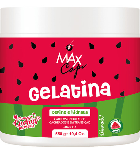 Max Capi Gelatina Melancia - Define E Hidrata 550g