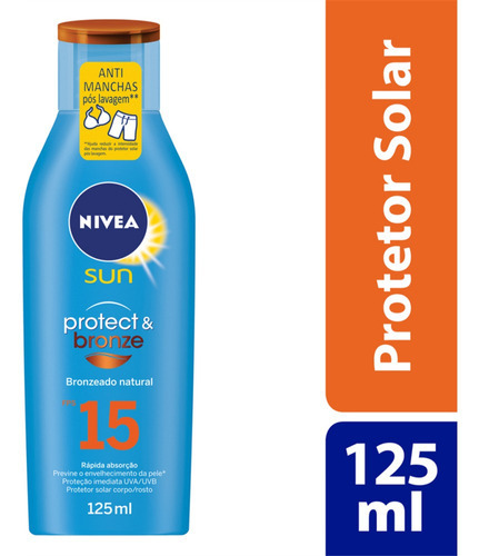 Protetor solar Nivea Sun FPS 15 Protect Bronze em creme 1 unidade de 125 mL