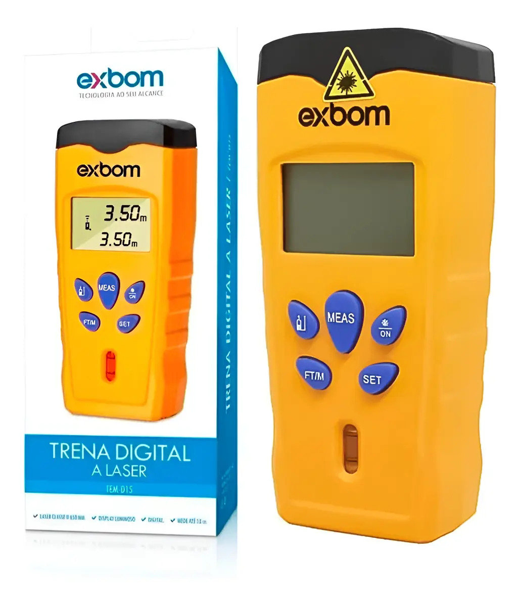 Trena Laser Digital Exbom TEMD15 18m Calibração RBC Tela Iluminada