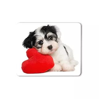 Puppy Dog With Red Heart Mouse Pad Cute Funny Adorable ...