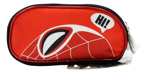 Lapicera Estuchera Escolar Triple Compartimento Red Black Rojo Estampado