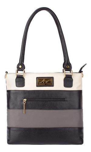 Bolsa De Couro Alice Cor Preto/Cinza