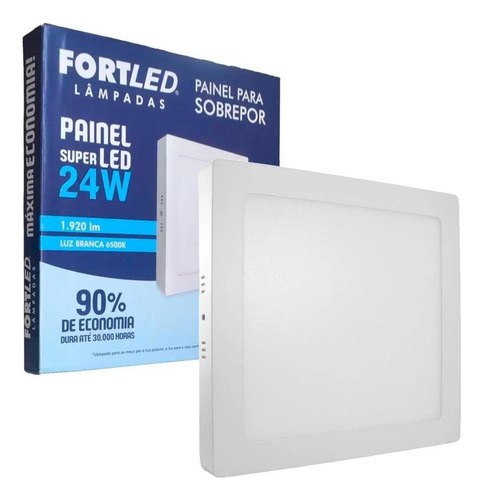 Painel Led Sobrepor 24w Branca 6500k Fortled Cor Branco 110v/220v