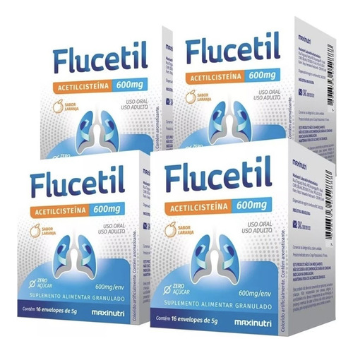 Flucetil 600mg Sabor Laranja 16un De 5g Acetilcisteina