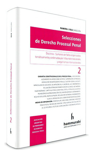 SELECCIONES DE DERECHO PROCESAL PENAL, VOL. 2, de RÚA, RAMIRO J.. Editorial Hammurabi en español