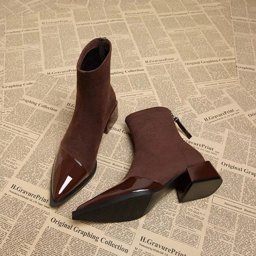 Botines Delgados Para Mujer Con Punta Puntiaguda Para Invier