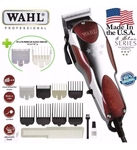 Corta Pelo Wahl Magic Clip+peines 0,5/1,5 Mm Original Usa