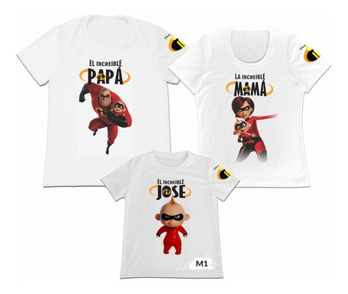 Camiseta Set 3 Familia Mama Papa Hijo Los Increibles 2