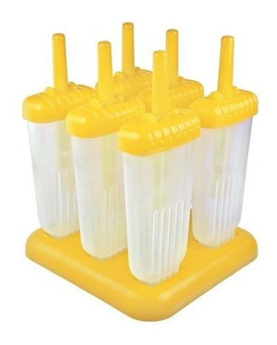 Tovolo Groovy Pop Molds Dripguard Handle 4 Onzas Yellow Set 