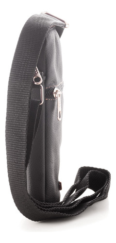 Porta Celular -t Berlin De Cuero Bandolera Morral Mini Bag Negro Lisa Níquel Negro