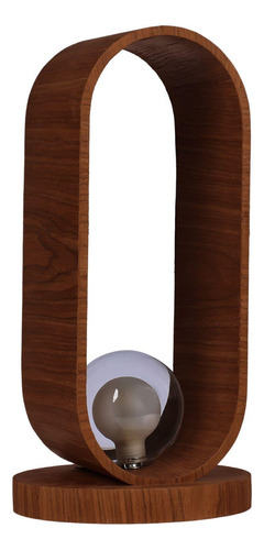 Abajur Luminária De Mesa Madeira Oval 38cm Slim - Lâmpada G9