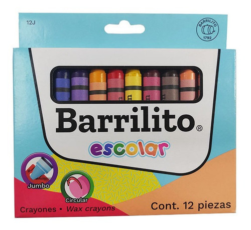 Crayon Barrilito 12j Varios Colores Circular Jumbo
