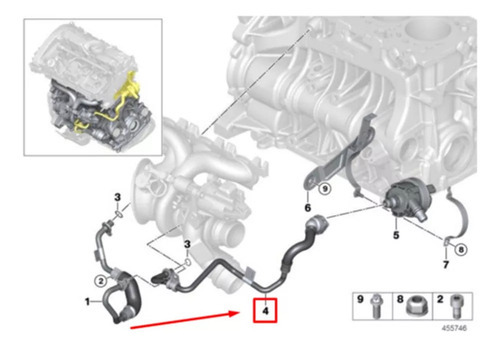 Línea De Retorno De Refrigerante Del Turbocompresor De 1 Pie