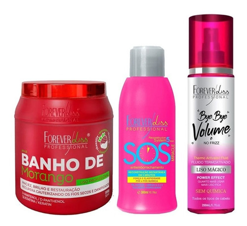 Banho Verniz Morango, Sos E Bye Bye Volume Forever Liss