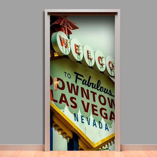 Adesivo Para Porta Placa De Las Vegas-73x210cm