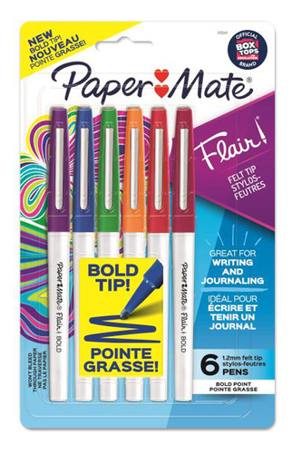 Marcador Paper Mate Flair Bold De 6 Colores