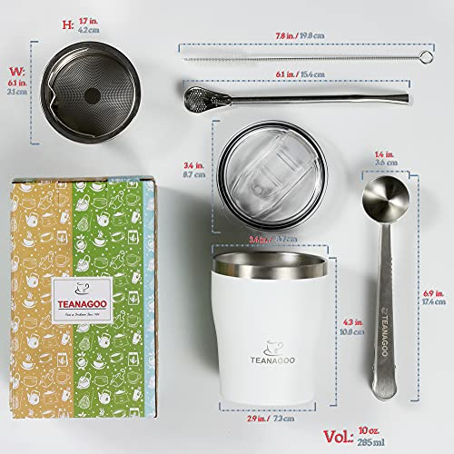 Taza De Viaje Con Infusor Y Tapa Teanagoo, Acero Inoxidable