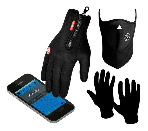 Guantes Neoprene Termicos + Primera Piel + Mascara Sti Full