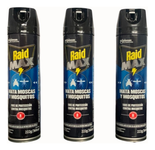 Insecticida Raid Moscas Y Mosquitos Max X 360 Cc. - Pack X 3