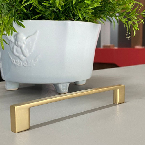 Kit 6 Puxado Para Móvel Alça Trave Il950 Dourado Fosco 392mm