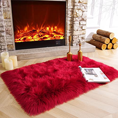 Homore Soft Fluffy Faux Fur Area Rug For Bedroom 5l76d