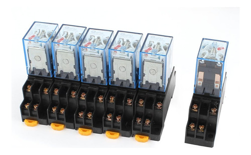 Uxcell 6 Uds Ac 5a Bobina 5mm Din Rail Dpdt 8 Pines Relé De 