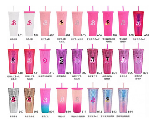 N Vaso Rosa De Barbie De 710 Ml Con Pajita, Barbies Movie