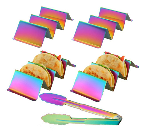 Jyjfgsfa Juego De 4 Soportes Para Tacos De Arcoiris Con 1 Pi