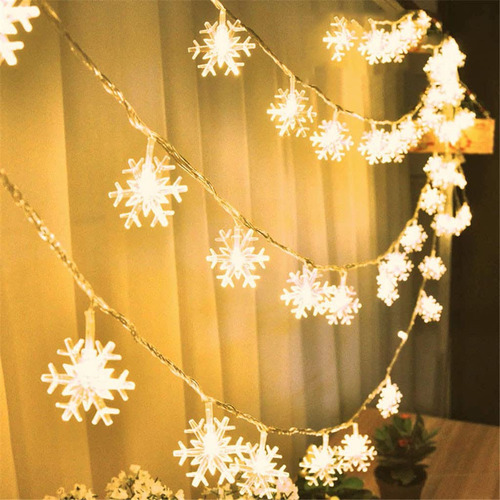 Cadena Luz Led Color Nieve Para Decoracion Navidad Jardin