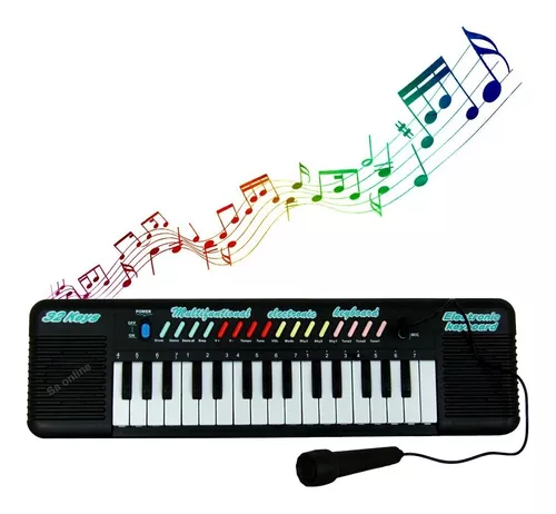 TECLADO INFANTIL PIANO BRINQUEDO MUSICAL COM KARAOKE E MICROFONE PARA  CRIANÇAS