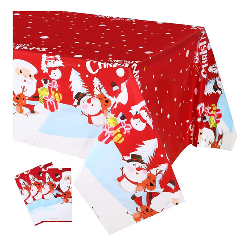 3 Pcs Rectángulo Mantelete De Navidad, Red Santa Claus Snowm
