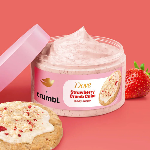 Esfoliante Corporal Dove/crumbl Lemon Glaze De Edição Limitada Strawberry Crumb Cake Fragrance Bolo De Morango Com Farofa