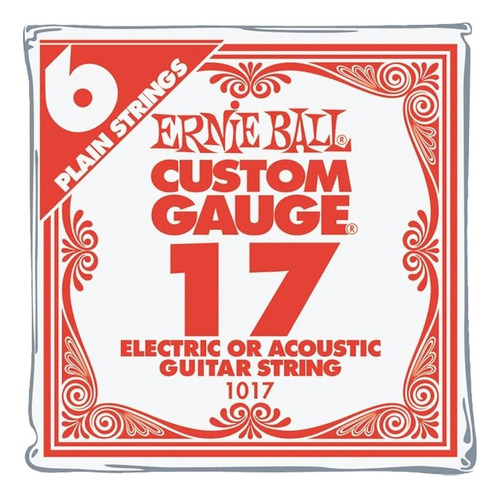 Ernie Ball Nickel Plain Single Guitar String .017 6-pack