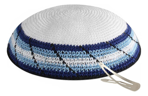 Kippah Knit De Calidad Azul Y Blanca, Paquetes A Granel, Kip