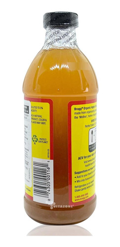 Imagen 4 de 6 de Vinagre De Manzana Orgánico 473 Ml Bragg
