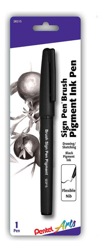 Pentel Arts Sign Pen Brush, Tinta Pigmentada Negra, 1