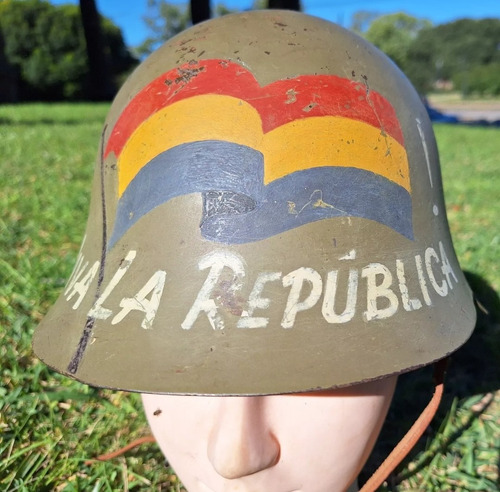 Casco Antifranquista Guerra Civil Española Viva La Republica (Usado)