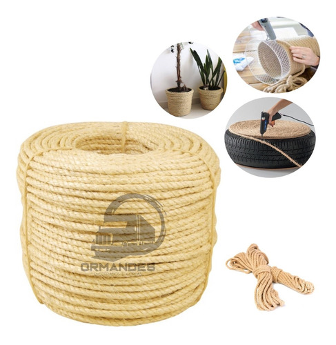 Corda De Sisal 6 Mm Naval Artesanato 220 Mt