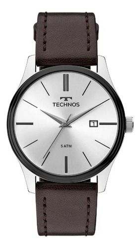 Relogio Masculino Technos Prata Pulseira Couro 2115mpp/1k