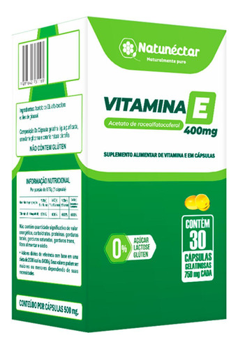 Vitamina E 400ui 30 Capsulas De 750mg Gelatinosas Alto Teor