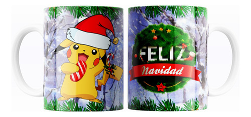 Taza De Café Pikachu Anime Pokemon Feliz Navidad 325ml