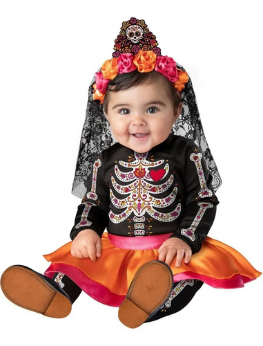 Disfraz Original De Bebé Skull Disfraces Para Niña Catrina | Envío gratis
