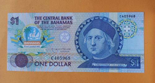 1992. Bahamas Billete; Quincentenario Descubrimiento América