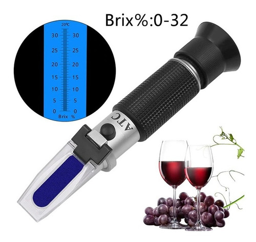 Refractometro Optico Atc 0-32% Brix Vino Azucar Jugo Cerveza