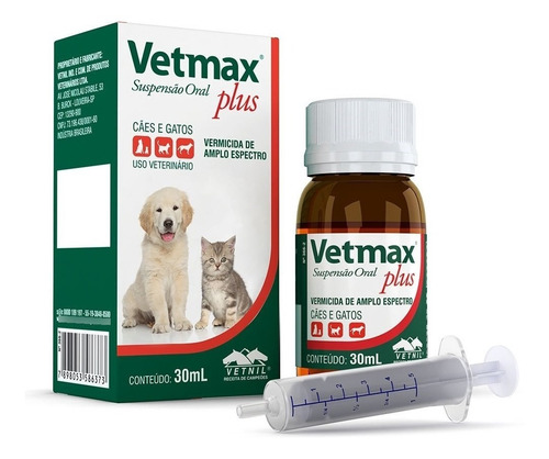 Vermífugo Vetmax Plus Filhotes Vetnil Cães E Gatos 30ml