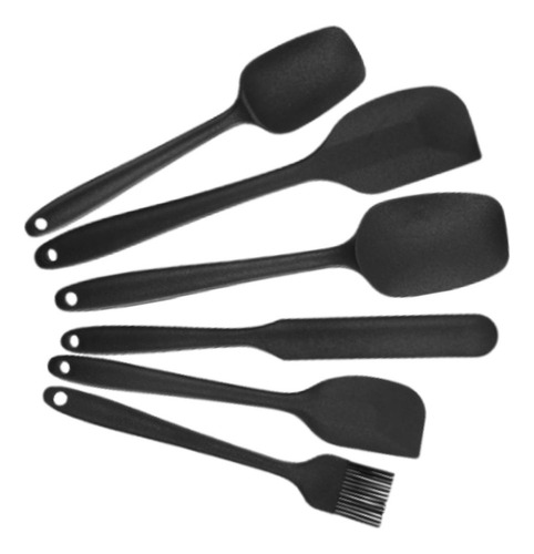 I Juego De Espátula De Silicona De 6 Piezas, Espátula Negro