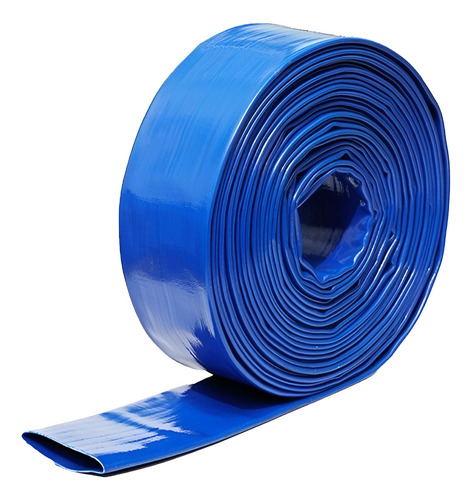 Manguera De Lona Plana Descarga 2 PuLG X 100 Mts 4 Bar Color Azul