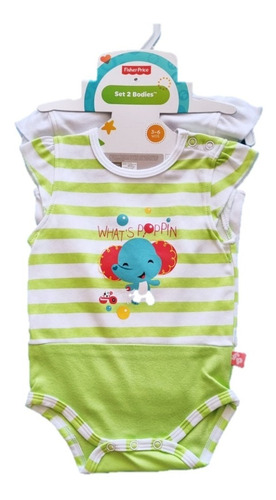 Ropa Para Bebe Fisher Price Set De 2 Body Verde 3-6m