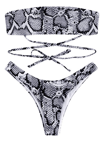 Conjunto De Bikini Con Estampado De Piel De Serpiente Para M