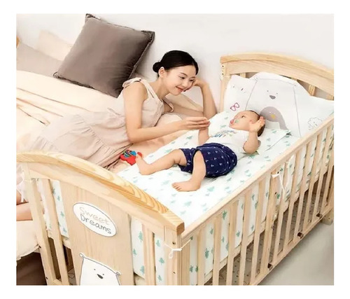 Cama Cuna Colecho En Madera Para Bebés Mecedora Corral 6en1